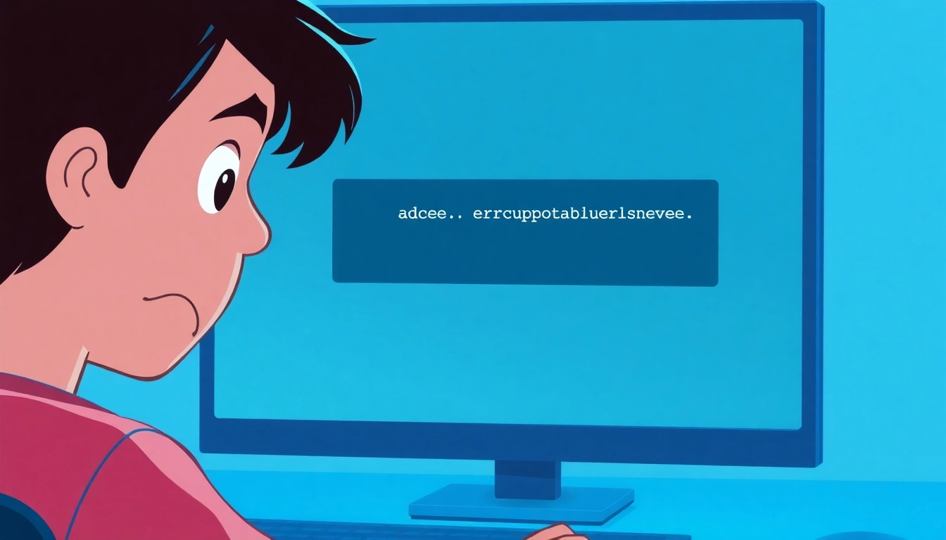MMOO error message on a computer screen with a concerned user reflecting frustration.