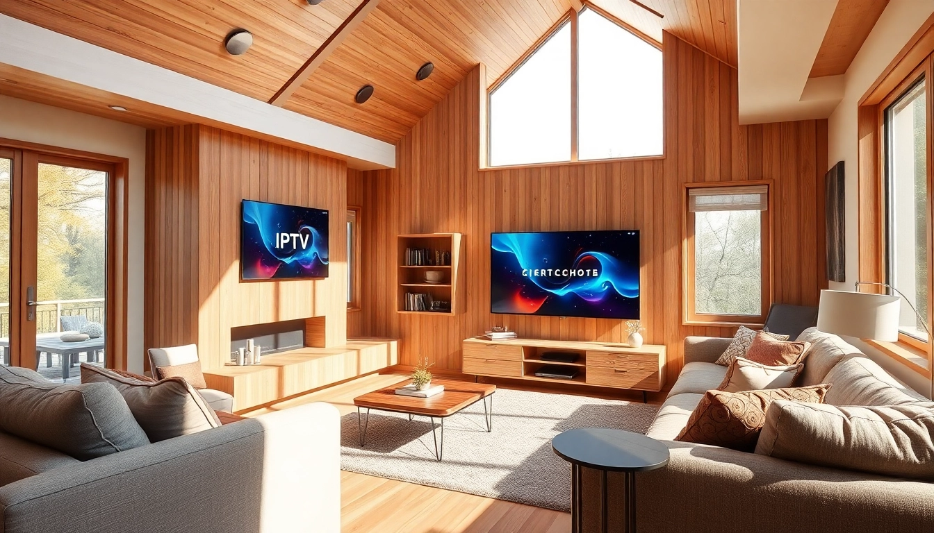 NỔ HŨ streaming setup in a cozy living room with modern IPTV equipment.