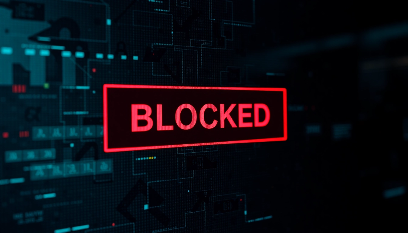 Goltogel access is blocked; security alert displayed on a digital interface.